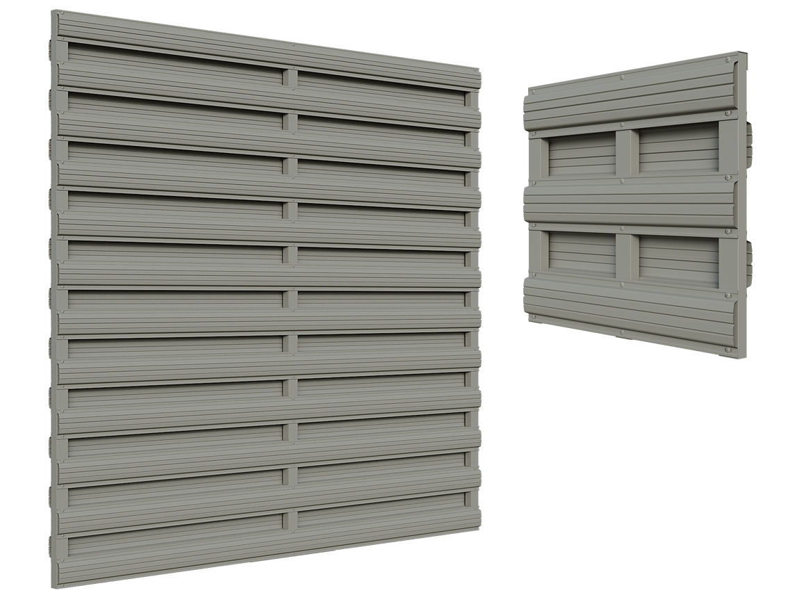 Horizontal Picket Fence DOUBLE Stone Grey - 1814x1830 mm (6'x6')